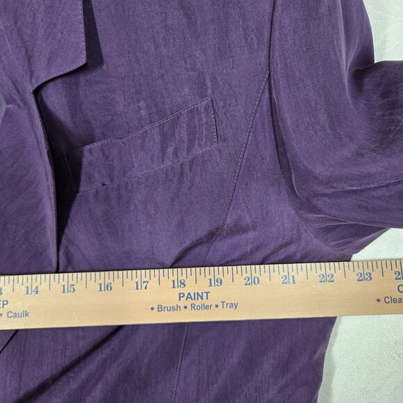 Linea Milano Pure Silk Jacket Blazer sz 12 US Purple Pockets Double Breasted - Picture 10 of 16